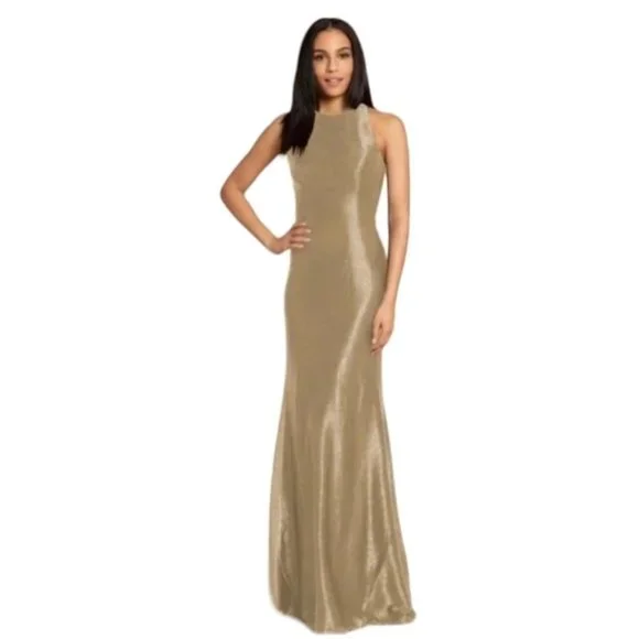 Hayley Paige Occasions Gold Metallic Bridesmaid Dress Style 5967 Size 10 Hayley Paige Occasions Gold Metallic Bridesmaid Dress Style 5967 Size 10